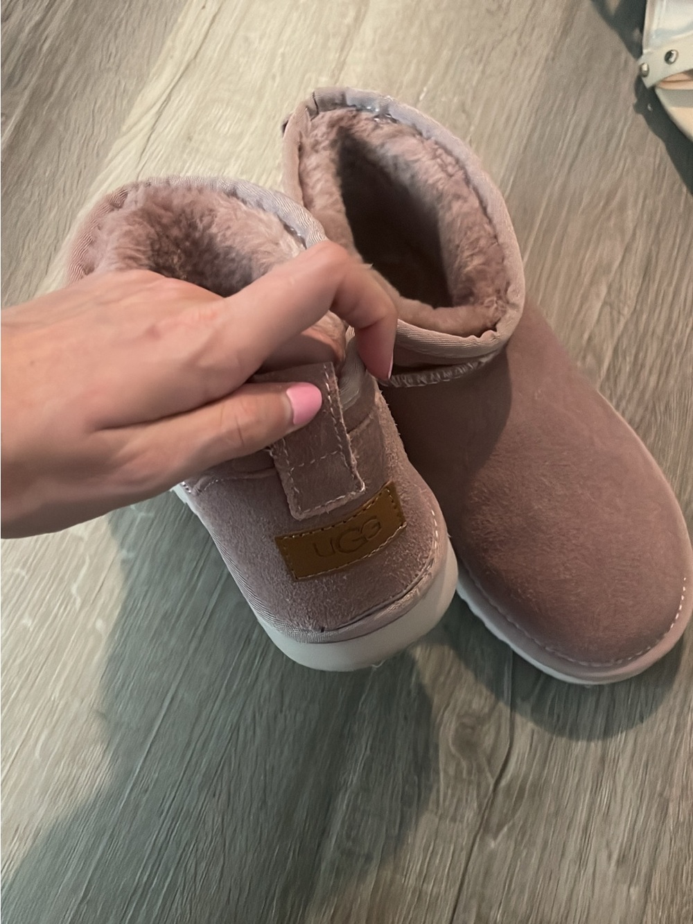 UGG Dusty Pink Plush Lined Slip-On Boots